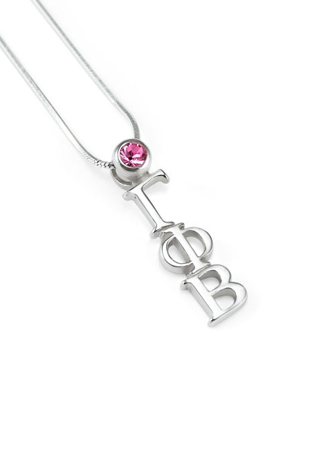 Gamma Phi Beta Sterling Silver Lavaliere Pendant with Swarovski Crystal