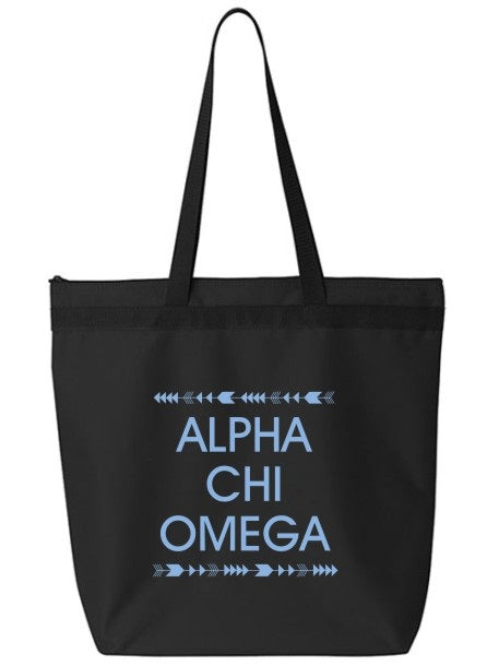 Alpha Chi Omega Arrow Top Bottom Tote Bag