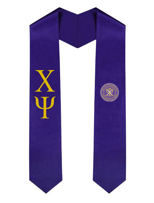 Chi Psi Lettered Graduation Sash Stole with Crest
