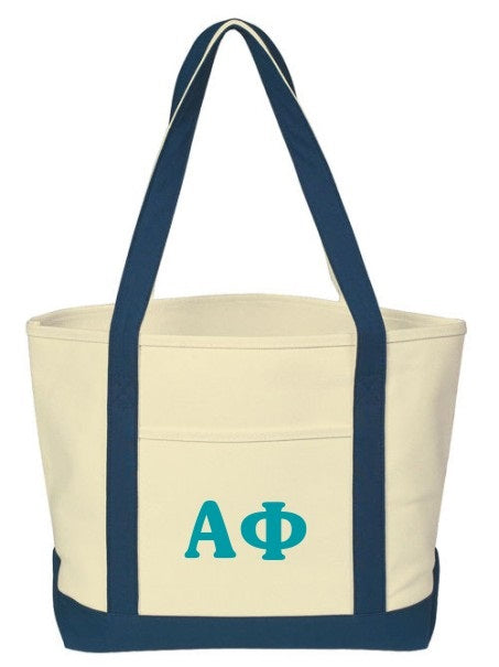 Alpha Phi Cooper Letters Boat Tote
