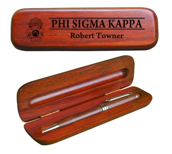 Phi Sigma Kappa Wooden Pen Case & Pen