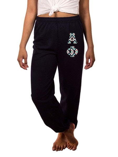 Alpha Phi Sweatpants with Sewn-On Letters