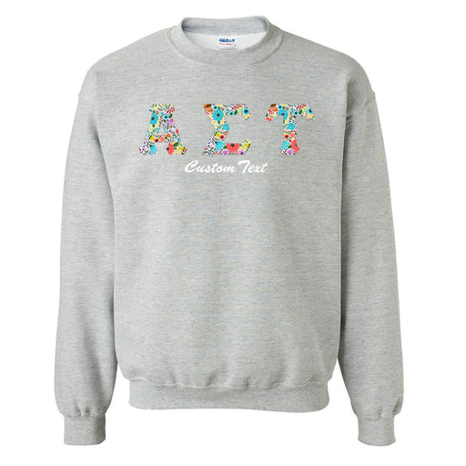 Alpha Sigma Tau Crewneck Letters Sweatshirt with Custom Embroidery