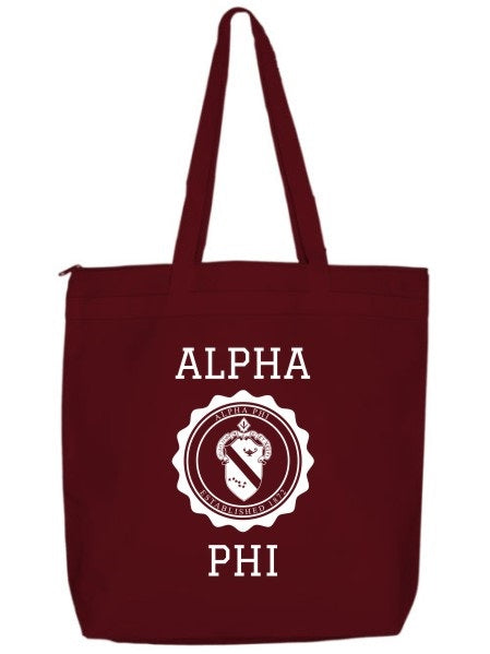 Alpha Phi Crest Seal Tote Bag