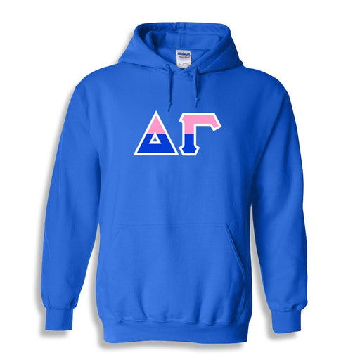 Delta Gamma Two Toned Lettered Hooded Sweatshirt
