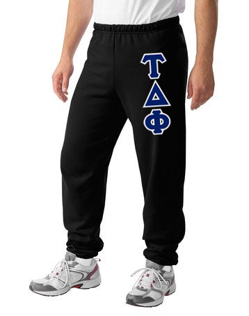 Tau Delta Phi Sweatpants with Sewn-On Letters