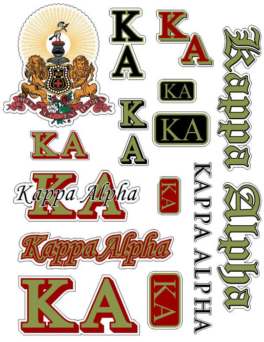 Kappa Alpha Multi Greek Decal Sticker Sheet