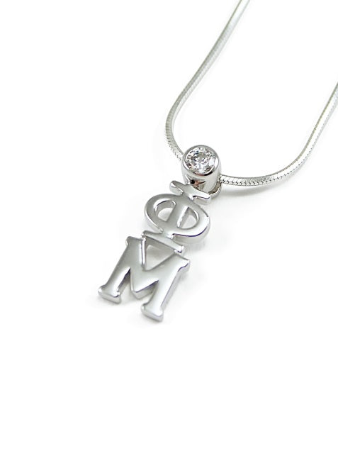 Phi Mu Sterling Silver Lavaliere Pendant with Swarovski Crystal