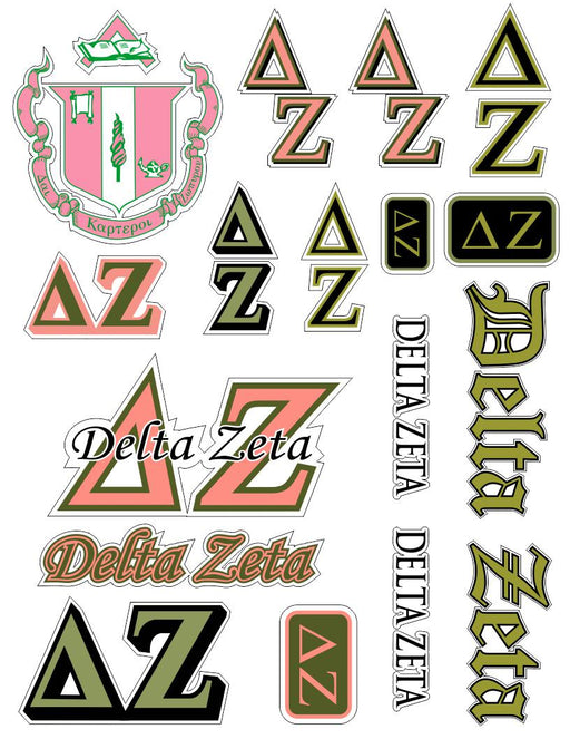 Delta Zeta Multi Greek Decal Sticker Sheet