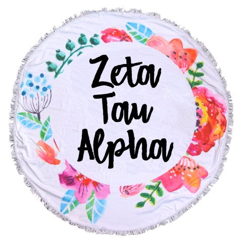 Zeta Tau Alpha Floral Fringe Towel Blanket
