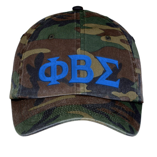 Phi Beta Sigma Letters Embroidered Camouflage Hat