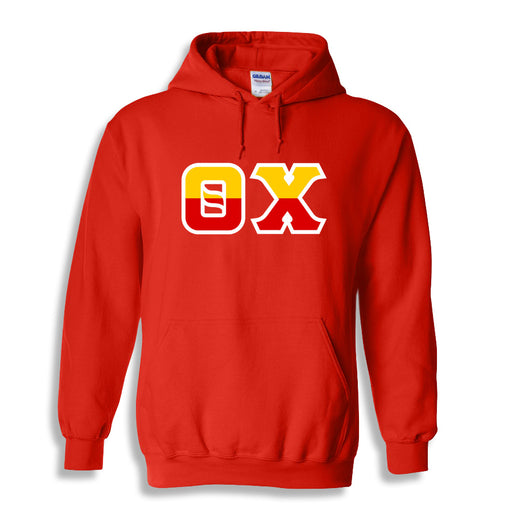 Theta Chi Two Toned Lettered Hooded Sweatshirt