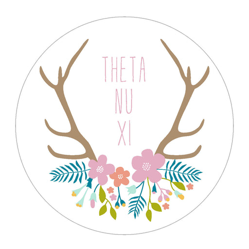 Theta Nu Xi Floral Antler Sticker