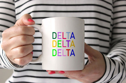 Delta Delta Delta Coffee Mug with Rainbows - 15 oz