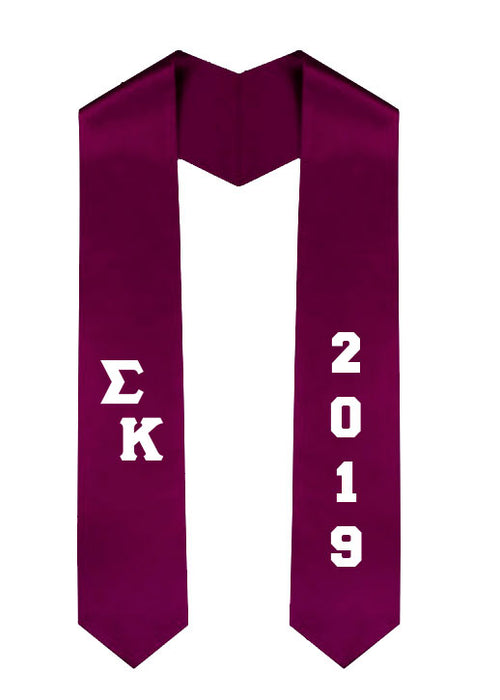 Sigma Kappa Slanted Grad Stole with Letters & Year