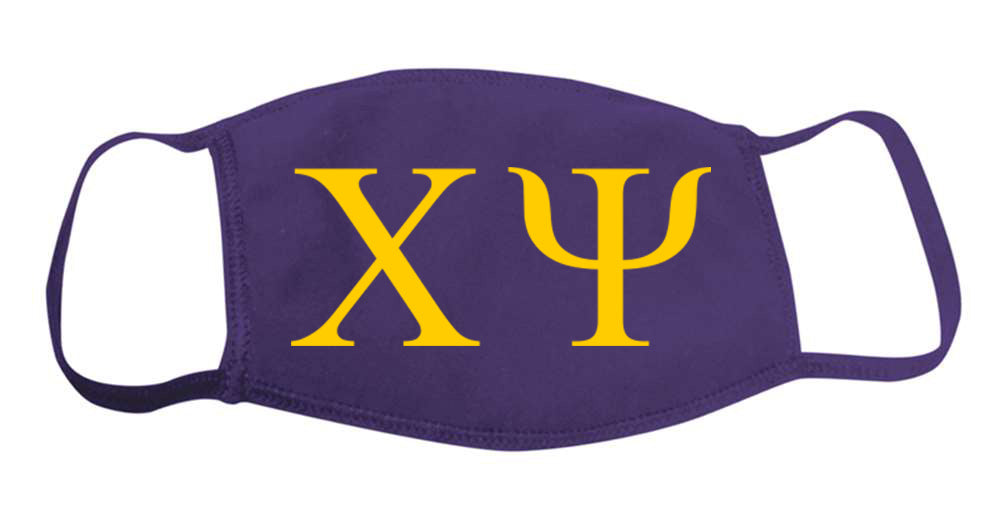 Chi Psi Face Mask With Big Greek Letters