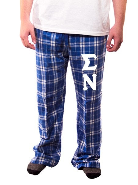 Sigma Nu Pajama Pants with Sewn-On Letters