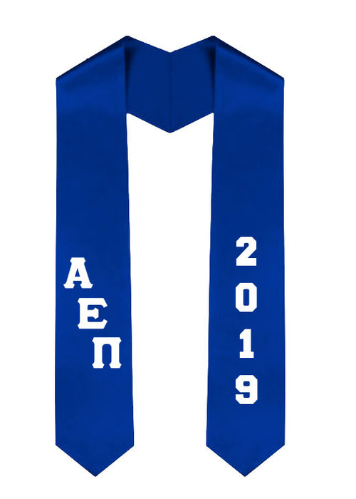 Alpha Epsilon Pi Slanted Grad Stole with Letters & Year