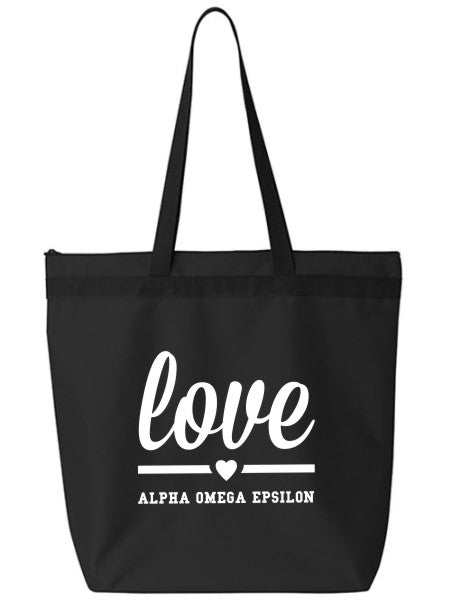 Alpha Omega Epsilon Love Tote Bag