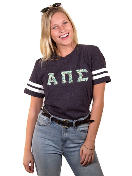 Alpha Pi Sigma Unisex Jersey Football Tee with Sewn-On Letters