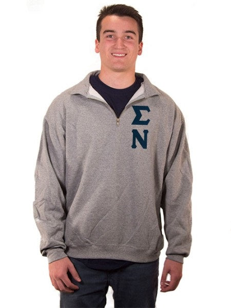 Sigma Nu Quarter-Zip with Sewn-On Letters