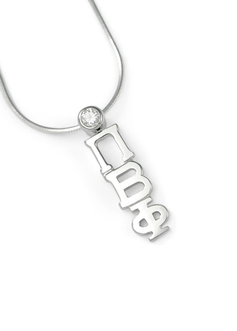 Pi Beta Phi Sterling Silver Lavaliere Pendant with Clear Swarovski Crystal
