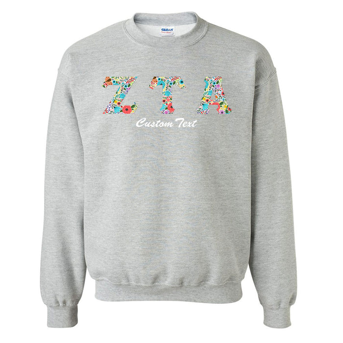 Zeta Tau Alpha Crewneck Letters Sweatshirt with Custom Embroidery