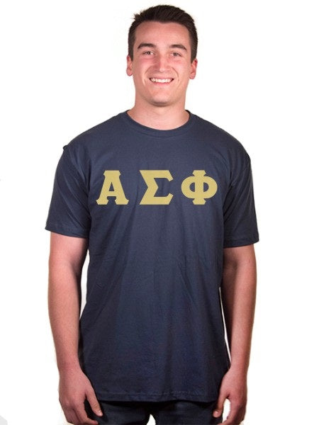 Alpha Sigma Phi Short Sleeve Crew Shirt with Sewn-On Letters