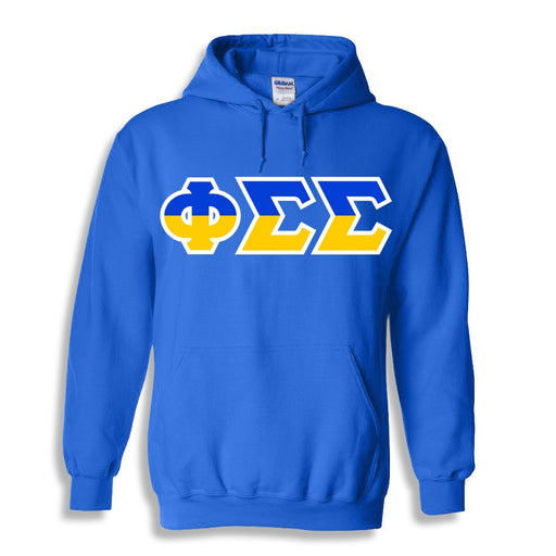 Phi Sigma Sigma Two Toned Lettered Hooded Sweatshirt