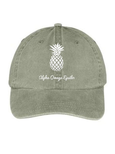 Alpha Omega Epsilon Pineapple Embroidered Hat