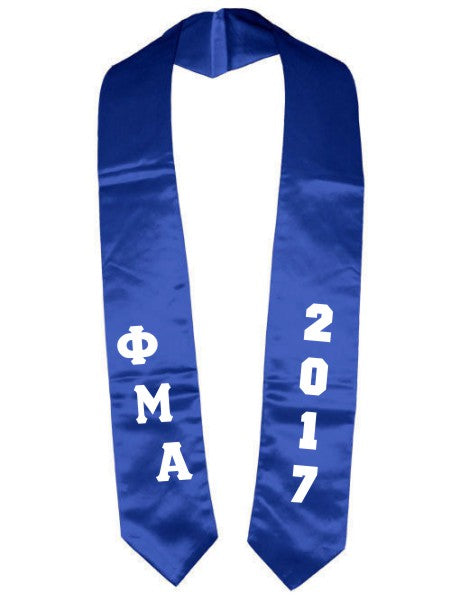 Phi Mu Alpha Slanted Grad Stole with Letters & Year