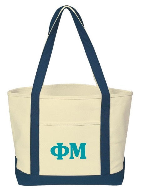 Phi Mu Cooper Letters Boat Tote