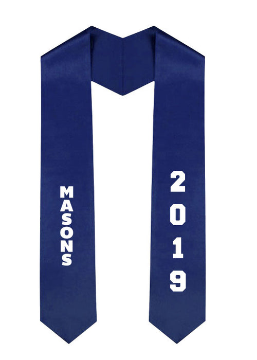 Masons Slanted Grad Stole with Letters & Year