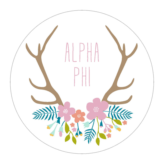 Alpha Phi Floral Antler Sticker
