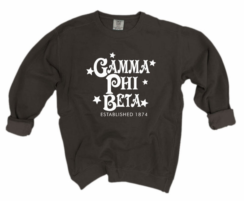 Gamma Phi Beta Comfort Colors Custom Stars Sorority Sweatshirt