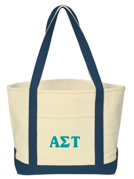 Alpha Sigma Tau Cooper Letters Boat Tote