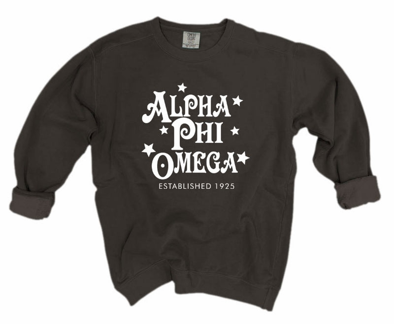 Alpha Phi Omega Comfort Colors Custom Stars Sorority Sweatshirt
