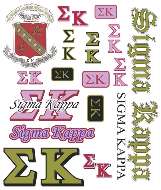 Sigma Kappa Multi Greek Decal Sticker Sheet