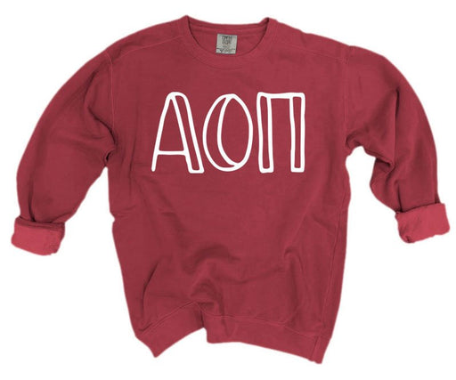 Alpha Omicron Pi Comfort Colors Greek Letter Sorority Crewneck Sweatshirt