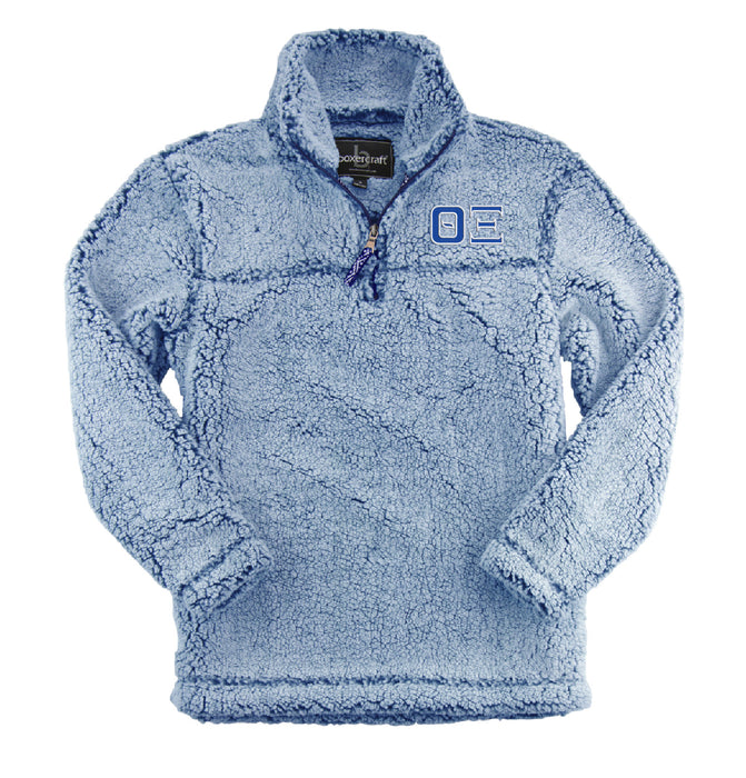 Theta Xi Embroidered Sherpa Quarter Zip Pullover
