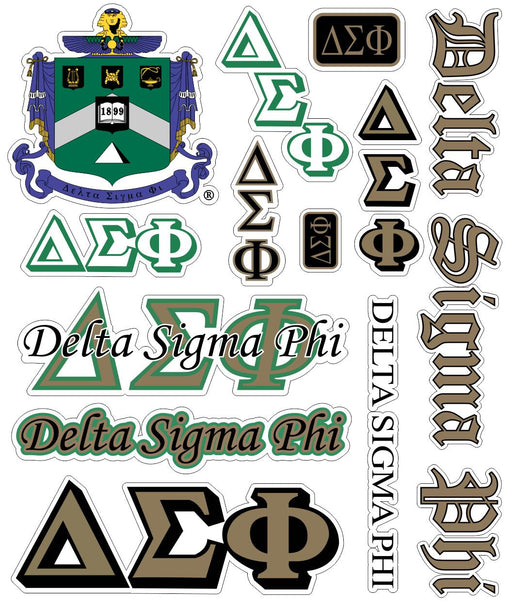 Delta Sigma Phi Multi Greek Decal Sticker Sheet