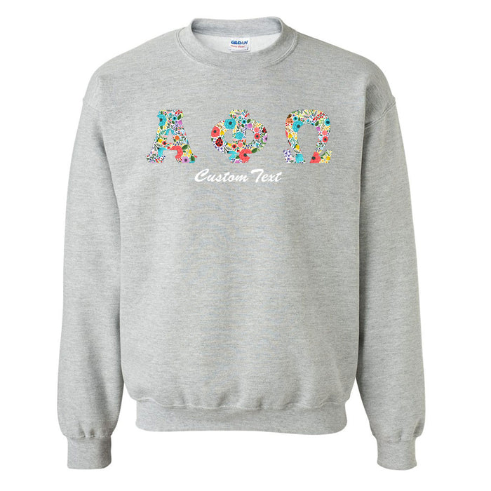 Alpha Phi Omega Crewneck Letters Sweatshirt with Custom Embroidery