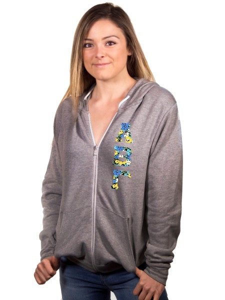 Sorority Fleece Full-Zip Hoodie with Sewn-On Letters