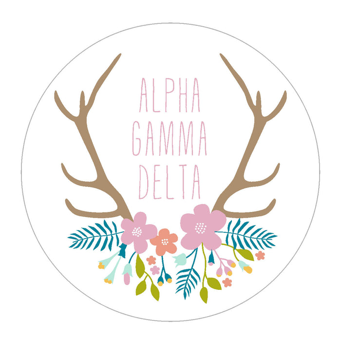 Alpha Gamma Delta Floral Antler Sticker