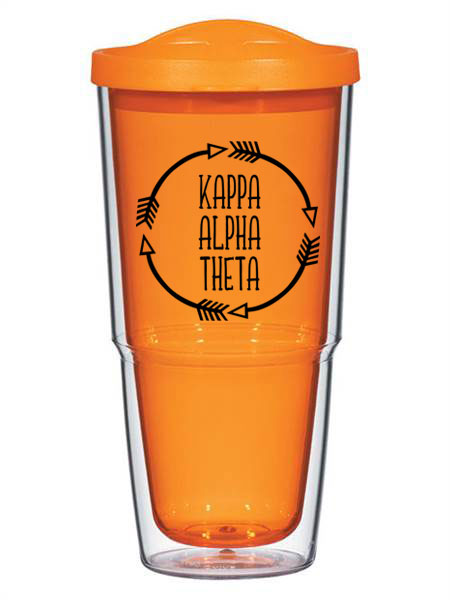 Kappa Alpha Theta Circle Arrows 24 oz Tumbler with Lid