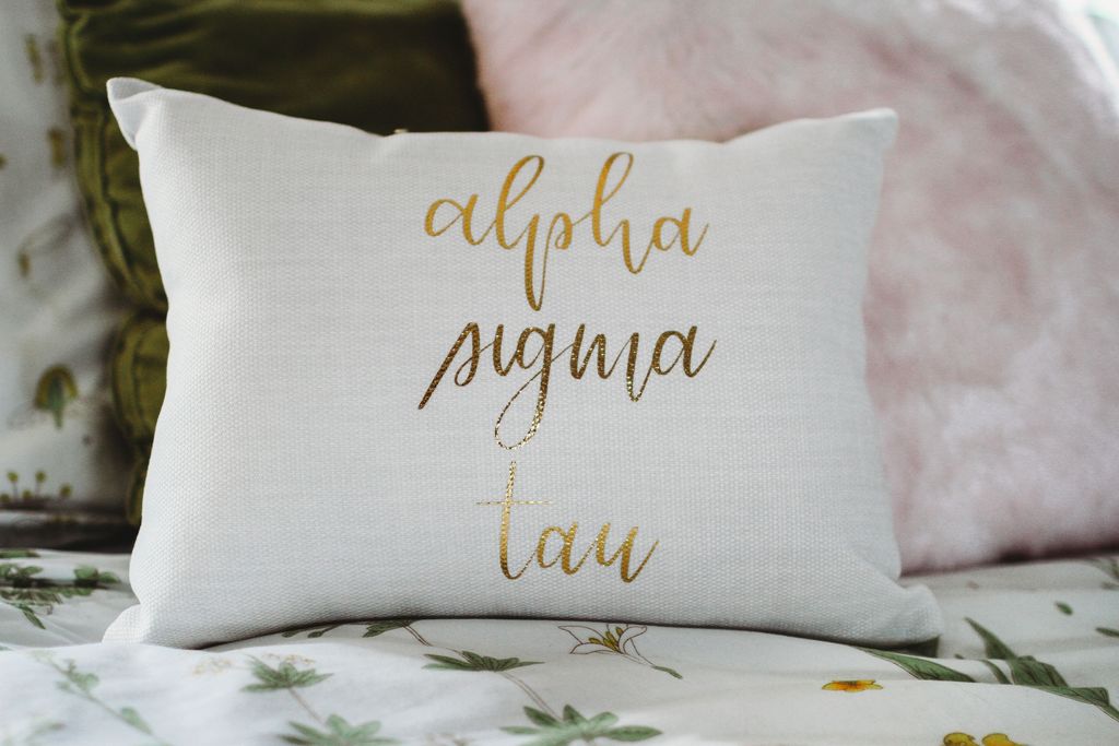 Alpha Sigma Tau Gold Print Throw Pillow