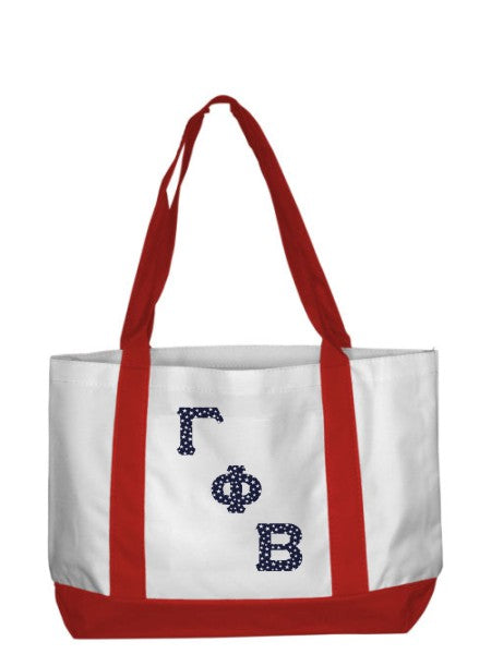 Gamma Phi Beta 2-Tone Boat Tote with Sewn-On Letters