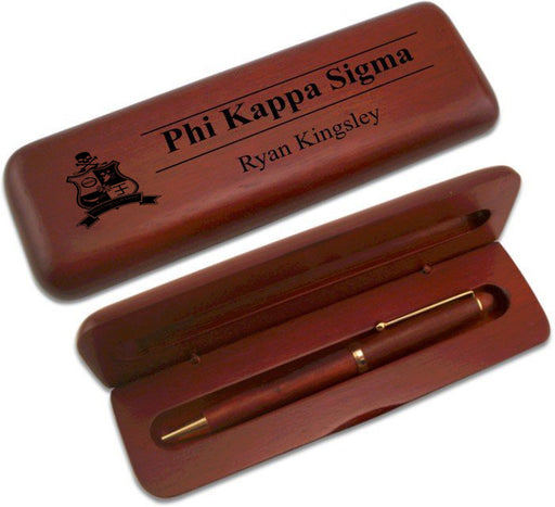 Phi Kappa Sigma Wooden Pen Case & Pen