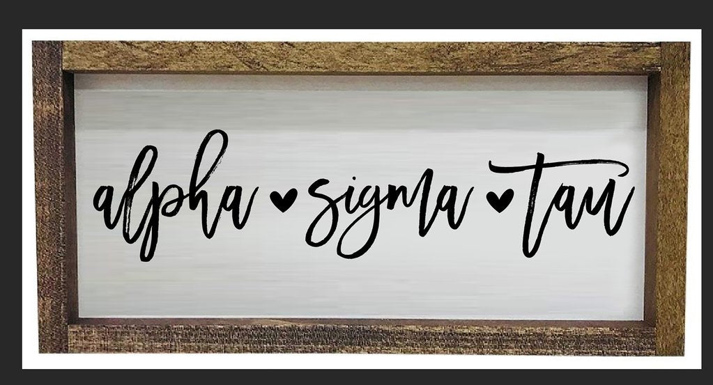 Alpha Sigma Tau Script Wooden Sign