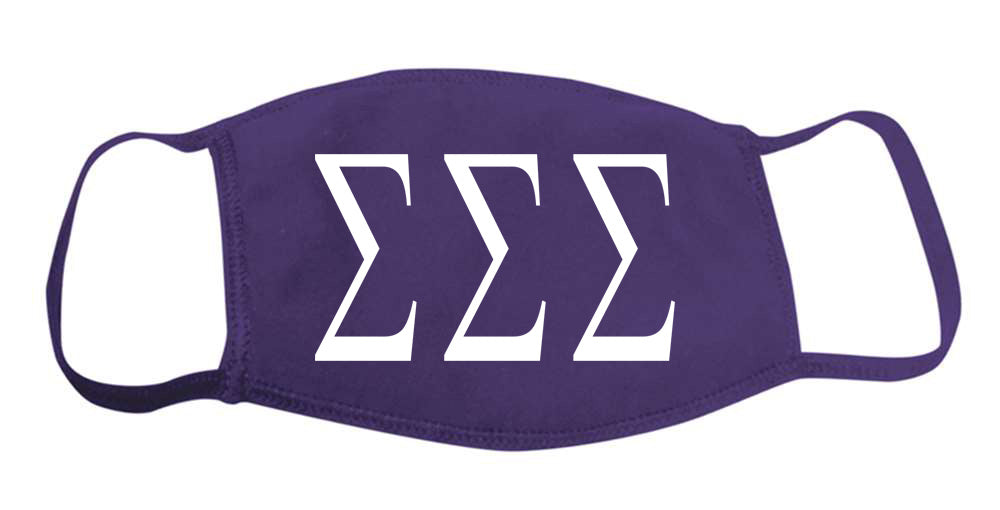 Sigma Sigma Sigma Face Mask With Big Greek Letters